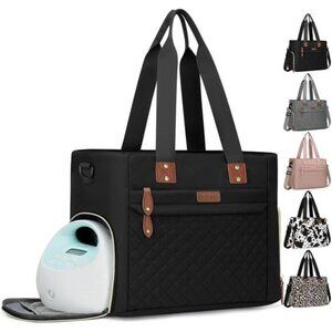 Large diaper bag tote travel baby bag with laptop sleeve for mom and dad